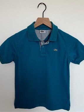 Lacoste Kids Teal Blue Polo with Signature Crocodile